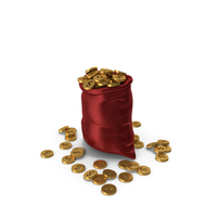Overflowing Dollar Coin Money Bag PNG & PSD Images