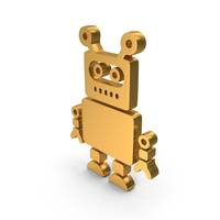 Gold Small Male Robot Icon PNG & PSD Images