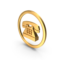 Gold Round Telephone Icon PNG & PSD Images