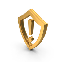 Gold Secure Exclamation Mark Symbol PNG & PSD Images
