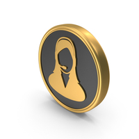 Gold & Black Round Call Center Female Icon PNG & PSD Images