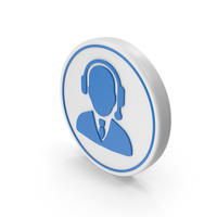Blue & White Round Call Center Symbol PNG & PSD Images