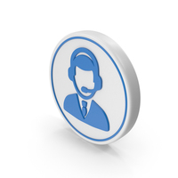 Blue & White Round Call Center Male Icon PNG & PSD Images