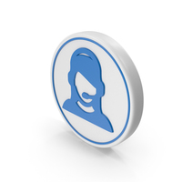Blue & White Round Call Center Female Symbol PNG & PSD Images