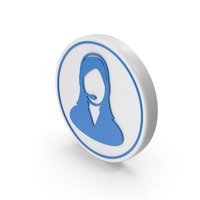 Blue & White Round Call Center Female Symbol PNG & PSD Images