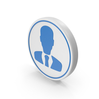 Blue & White Round Call Center Male Symbol PNG & PSD Images