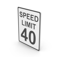 Speed Limit 40 Road Sign PNG & PSD Images