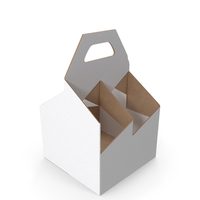 White Cardboard 4 Pack Bottle Carrier Box Empty PNG & PSD Images
