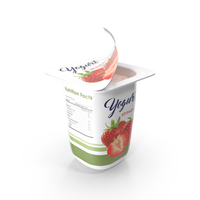 Yogurt Cup Half Open Strawberry Mockup PNG & PSD Images