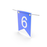 Blue Garland Flag With Number 6 PNG & PSD Images