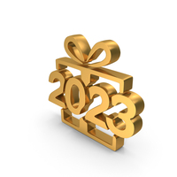 Gold 2023 Gift Box Symbol PNG & PSD Images