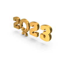Gold 2023 Ribbon Bow Symbol PNG & PSD Images