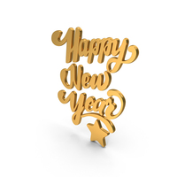 Gold Happy New Year Banner Text PNG & PSD Images