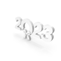 White 2023 Ribbon Bow Symbol PNG & PSD Images