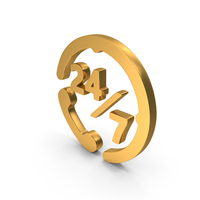 24 by 7 Calling Support Icon Gold PNG & PSD Images