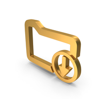 Gold Download Folder Icon PNG & PSD Images