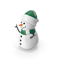 Snowman With Green And White Scarf PNG & PSD Images
