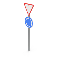 Give Way And Roundabout Road Sign PNG & PSD Images