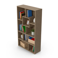 Wooden Bookcase Set PNG & PSD Images