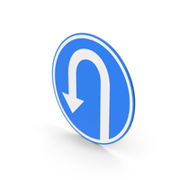 Blue Round U-Turn Road Sign PNG & PSD Images