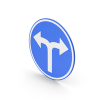 Blue Round Turn Left Or Right Road Sign PNG & PSD Images