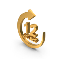 Gold 12 Hours Refresh Button Icon PNG & PSD Images