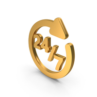 24 7 Refresh Icon Gold PNG & PSD Images