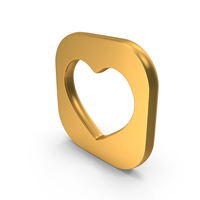 Gold Square Heart Icon PNG & PSD Images