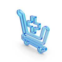 Blue Glass Cart Add Symbol PNG & PSD Images
