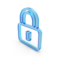 Blue Glass Secure Lock Symbol PNG & PSD Images