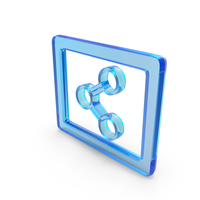 Blue Glass Square Share Link Icon PNG & PSD Images