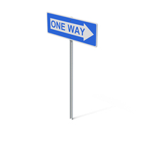 Blue One Way Road Sign Pole PNG & PSD Images