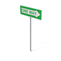 Green One Way Road Sign PNG & PSD Images
