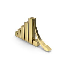 Gold Growth Down Arrow Symbol PNG & PSD Images