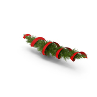Christmas Garland With Red Ribbon PNG & PSD Images