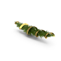 Christmas Garland With Gold Ribbon PNG & PSD Images
