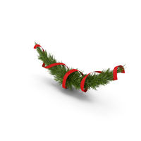 Christmas Garland With Red Ribbon PNG & PSD Images