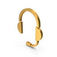 Gold Headphones With Mic Icon PNG & PSD Images