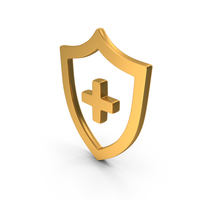 Medical Shield Protection Security Health Cross Icon Gold PNG & PSD Images