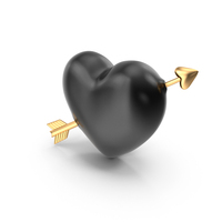 Black heart with Golden Arrow PNG & PSD Images