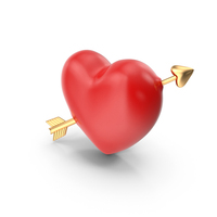 Red Heart With Golden Arrow PNG & PSD Images