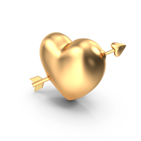 Golden Heart With Arrow PNG & PSD Images