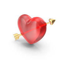 Red Glass Heart With Golden Arrow PNG & PSD Images