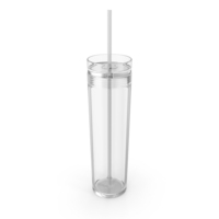 Clear Acrylic Tumbler With Lid And Straw PNG & PSD Images