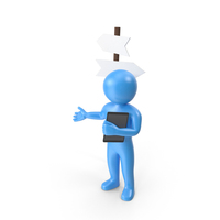 Blue Stickman At Crossroad PNG & PSD Images