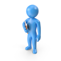 Blue Stickman Holding Book PNG & PSD Images