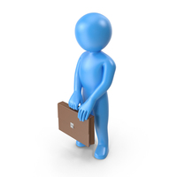 Blue Stickman Holding Briefcase PNG & PSD Images