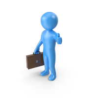 Blue Stickman Holding Briefcase PNG & PSD Images
