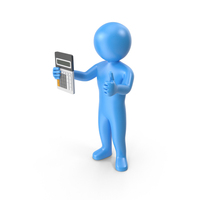 Blue Stickman Holding Calculator PNG & PSD Images