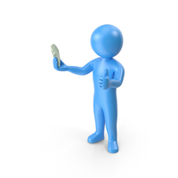 Blue Stickman Holding Cash PNG & PSD Images